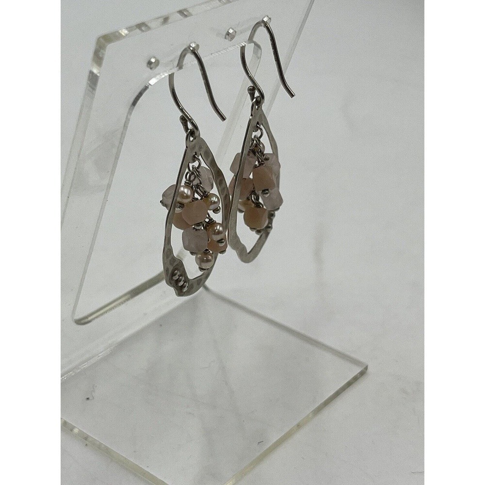 Silpada Earrings W2211 Blush Grape Pink‎ Soapstone Pearl Quartz Dangle Silver - Picture 8 of 12